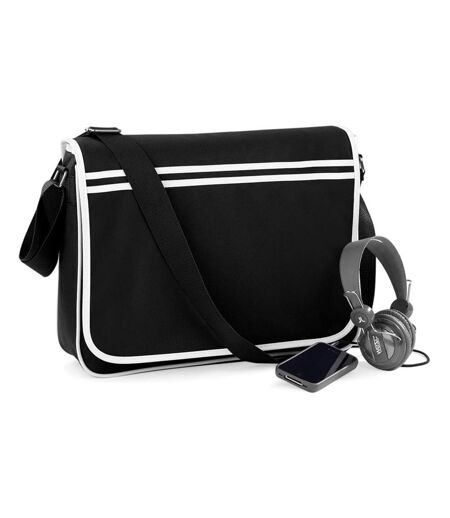 Sac Messager Rétro 12 Litres Taille Unique Noir Blanc Bagbase