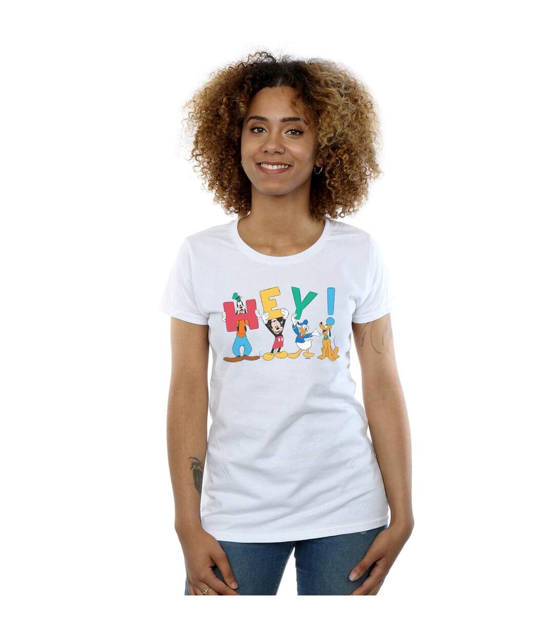 Disney Femme/Les femmes Mickey Mouse Friends Hey Cotton T-Shirt (Blanc) - UTBI32228-2