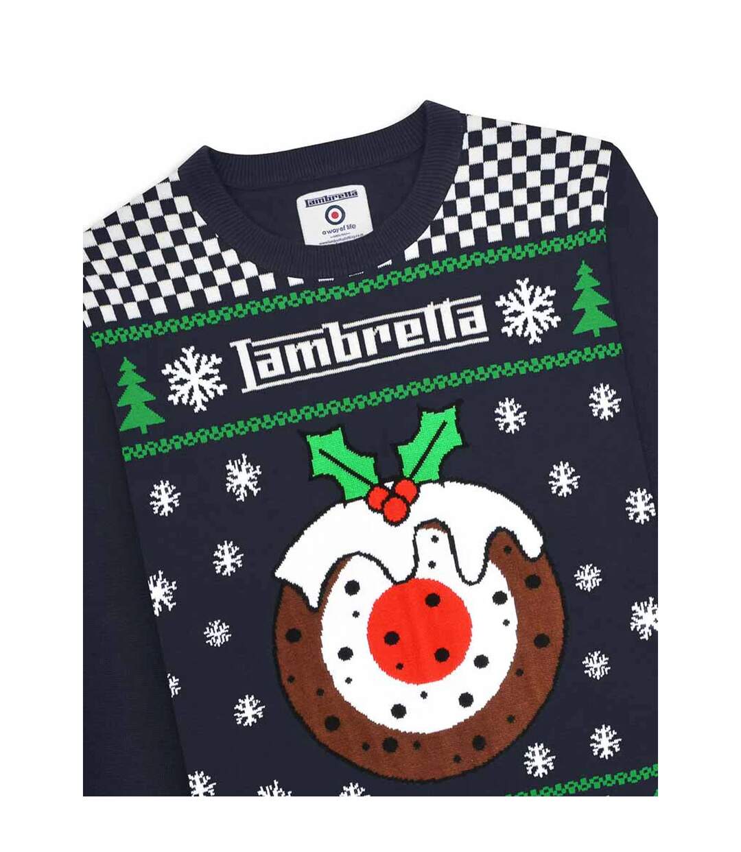 Pull Noël Motif/style Cible Aw25 Homme Bleu Marine Lambretta-4