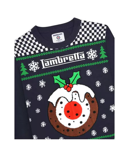 Pull Noël Motif/style Cible Aw25 Homme Bleu Marine Lambretta