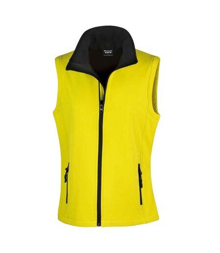 Womens/ladies core printable soft shell bodywarmer yellow/black Result