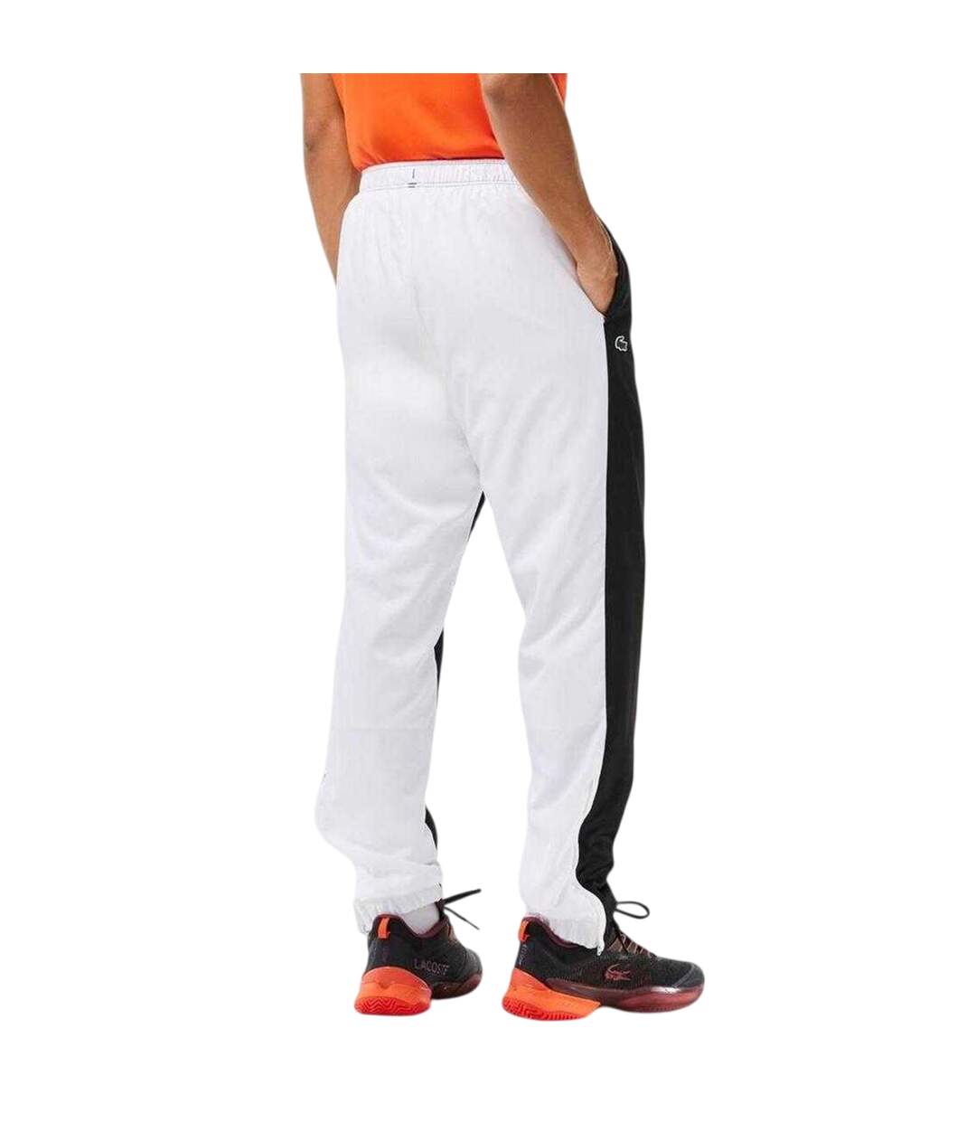 Mens Colour Block Tracksuit Bottoms Black White Lacoste-3