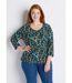 T-shirt court col rond manches 3/4 imprimé-1