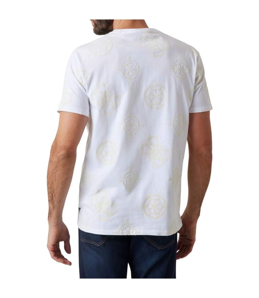 T-shirt Motif/style Logo Répété Homme Blanc Guess-3
