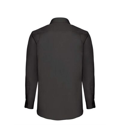 Fruit Of The Loom Mens Long Sleeve Poplin Shirt (Black) - UTBC405
