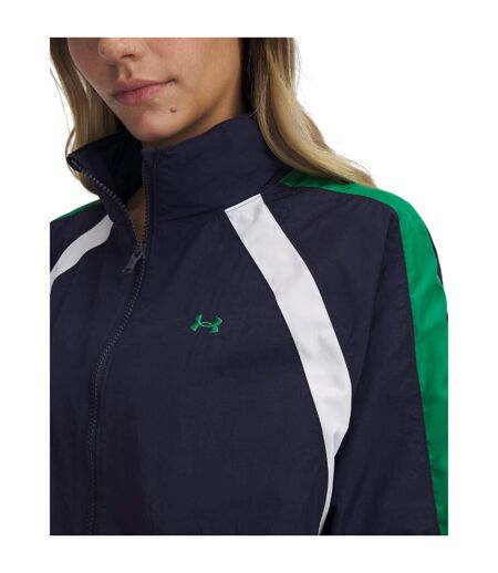 Womens/ladies Icon Crinkle Jacket Blue Green White Under Armour