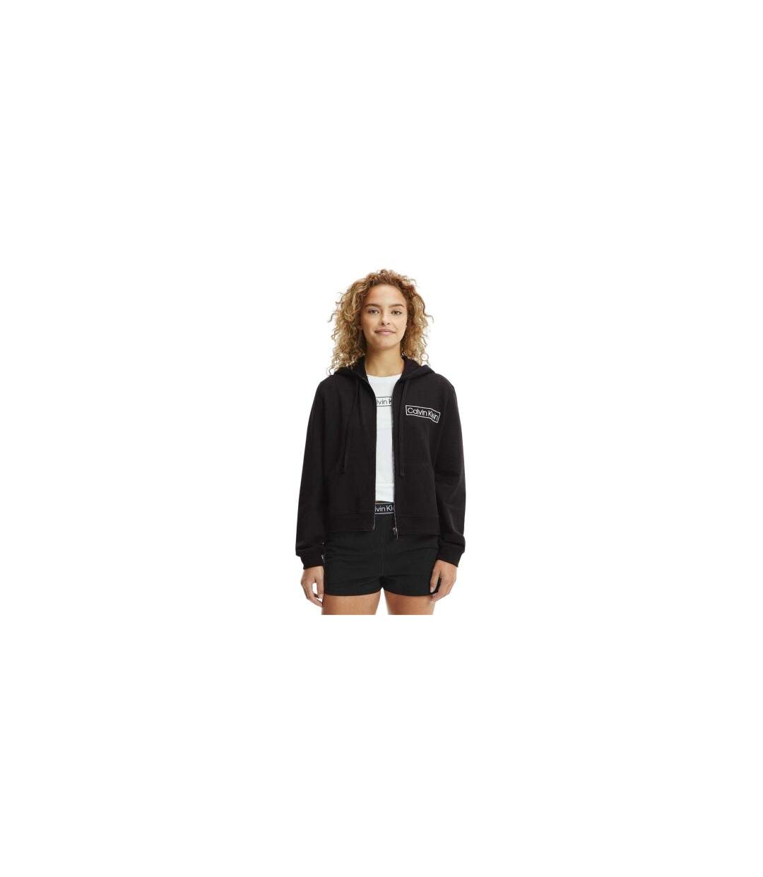 Veste À Capuche Manches Longues Motif/style Logo Femme Noir Calvin Klein-1