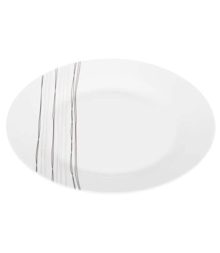 Lot de 6 Assiettes Plates Lignes 27cm Blanc