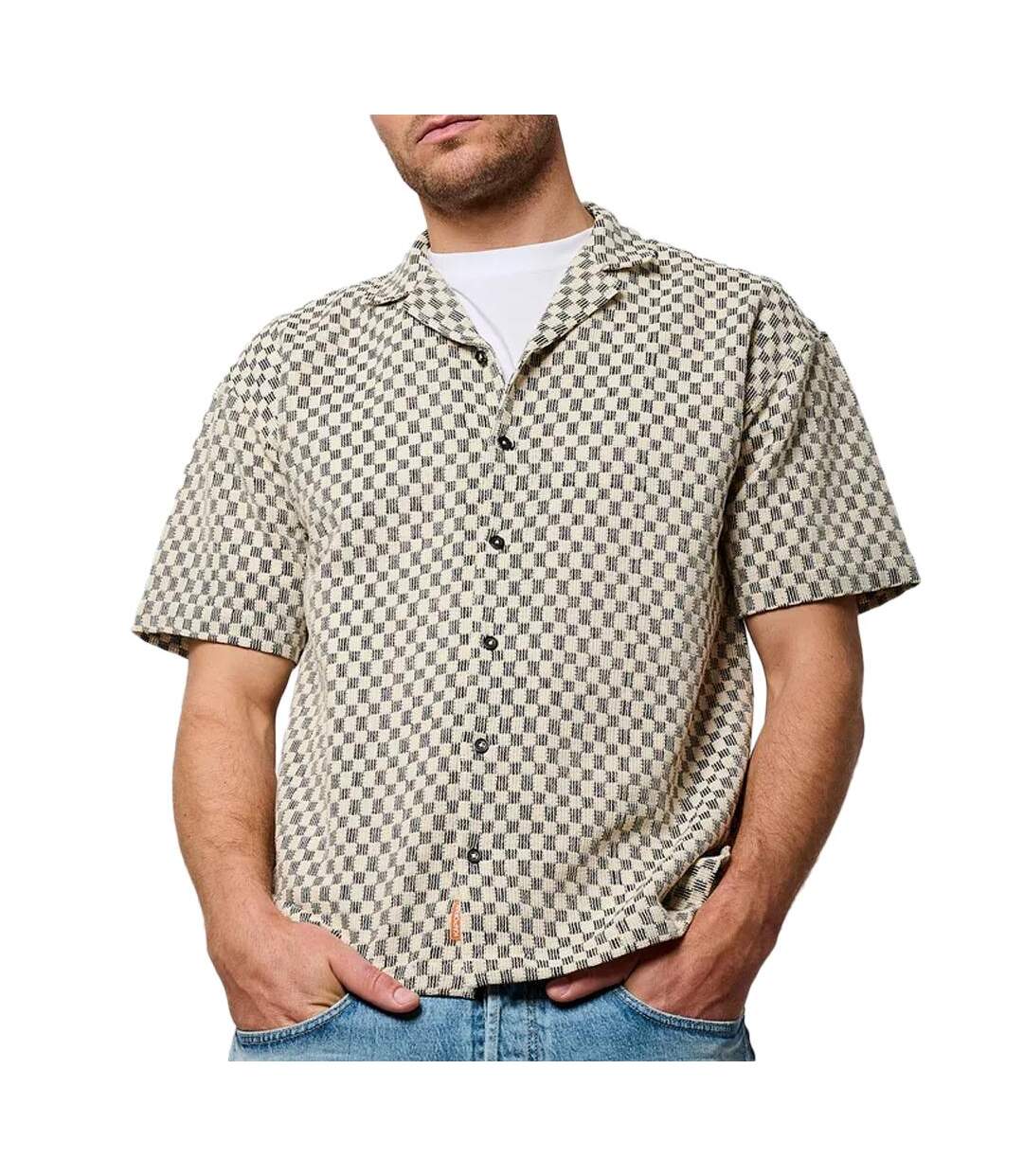 Chemisette beige/noir vichy homme kaporal troy - l-1