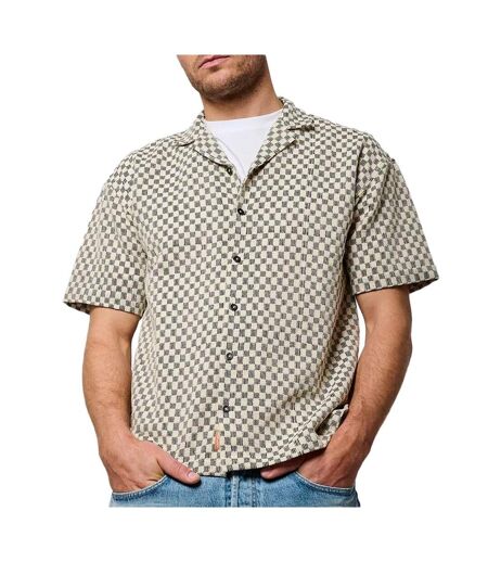 Chemisette beige/noir vichy homme kaporal troy - l