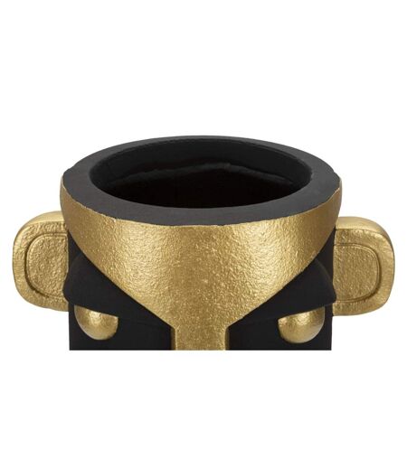 Vase Design Visage Tribal 40cm Noir & Or