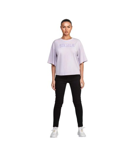 T-shirt Court Varsity Femme Violet SikSilk