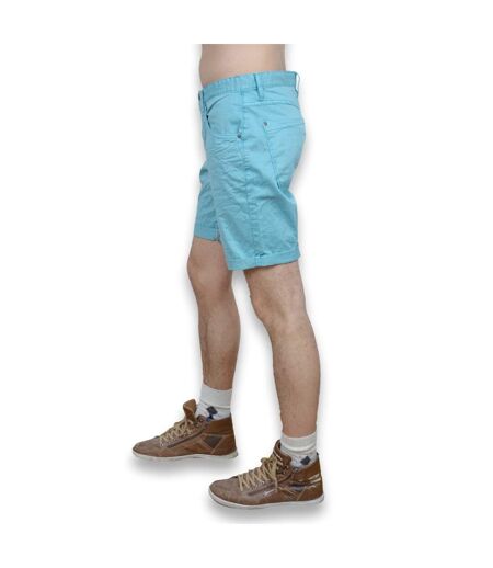 Bermuda homme coupe droite  5 poches de couleur bleu