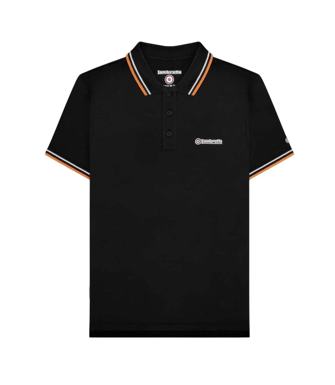Polo Motif/style Rayure Contrastée Sur Bord Homme Noir Blanc Lambretta-1