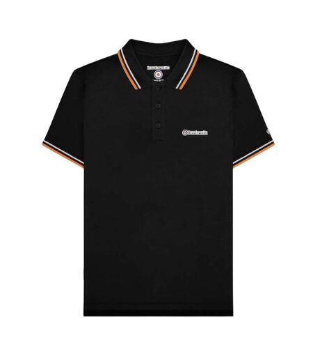 Polo Motif/style Rayure Contrastée Sur Bord Homme Noir Blanc Lambretta