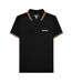 Polo Motif/style Rayure Contrastée Sur Bord Homme Noir Blanc Lambretta-1