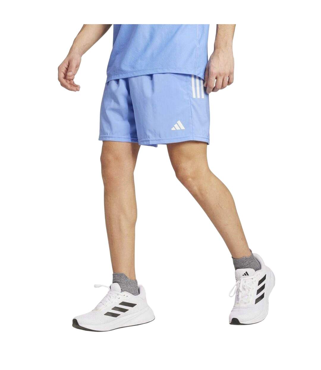 Mens Own The Run Logo Running Shorts Blue Adidas-4