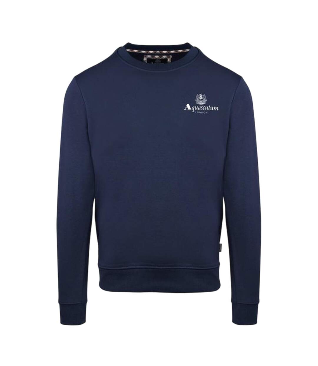 Mens Small Logo Crew Neck Long-sleeved Sweatshirt Navy Aquascutum-1