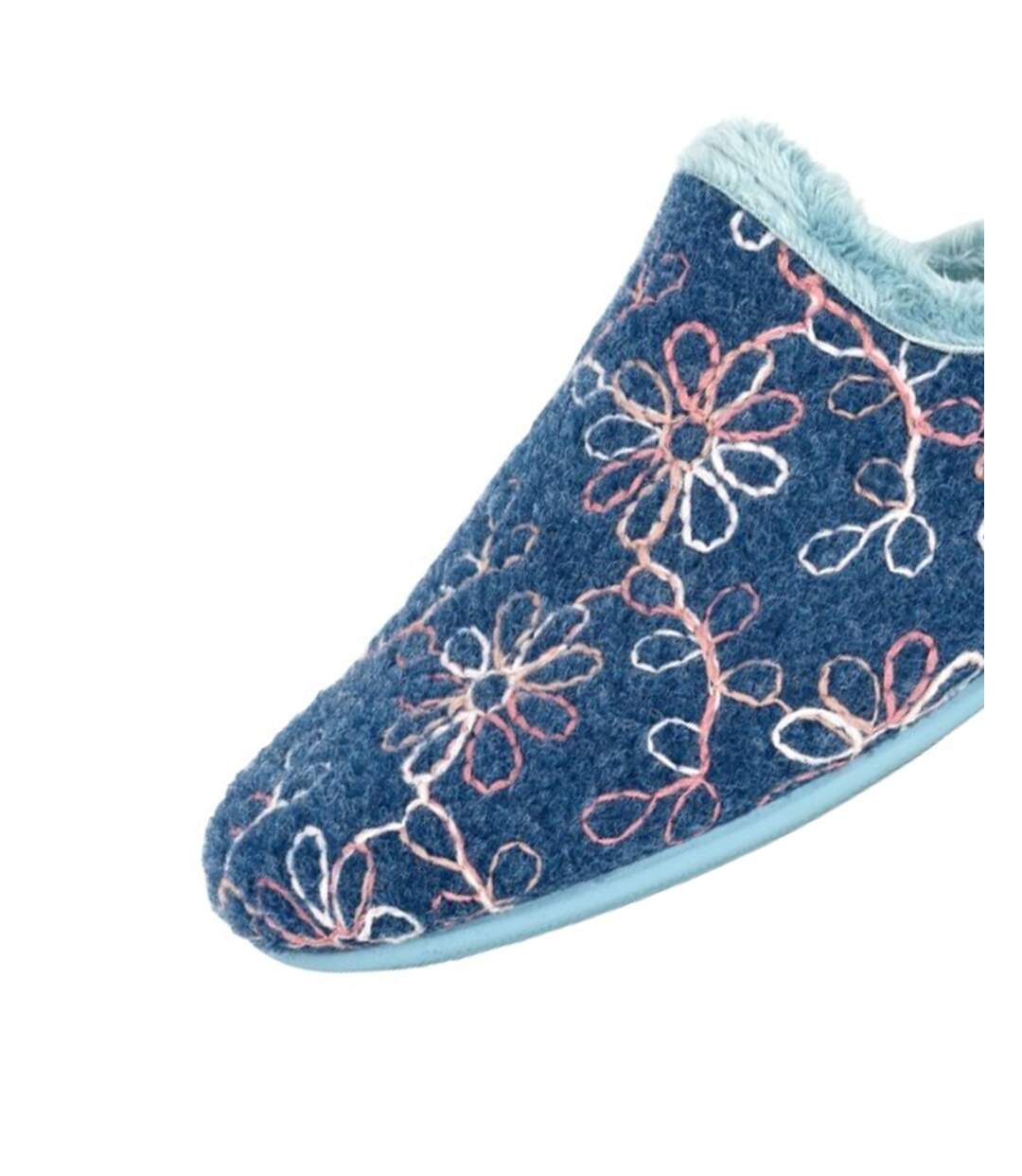 Chaussons Mules Motif/style Fleur Eloise Femme Bleu Sleepers-3