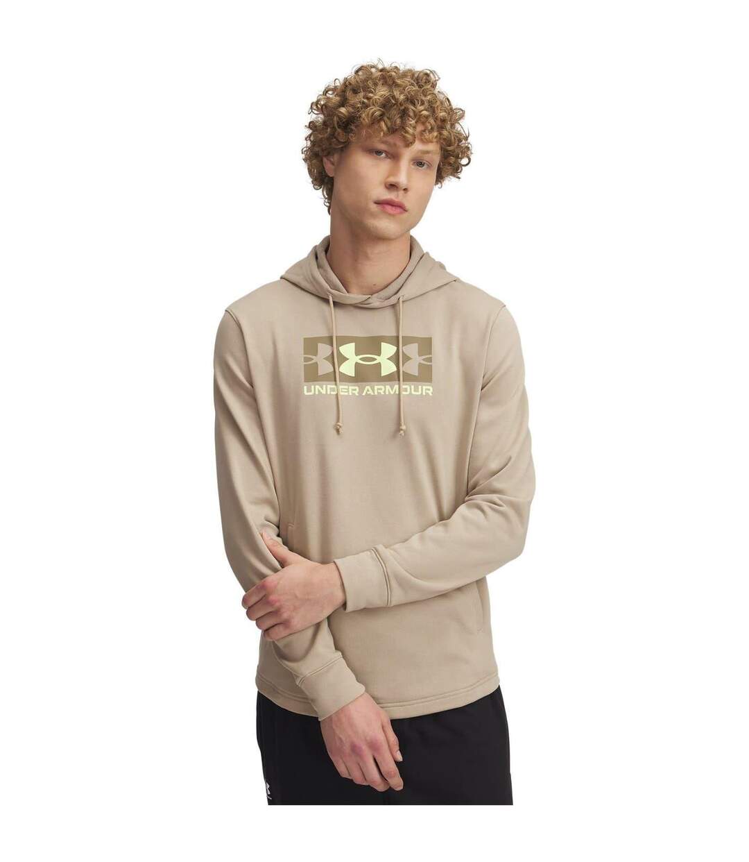 Mens Rival Logo French Terry Hoodie Brown Under Armour-3