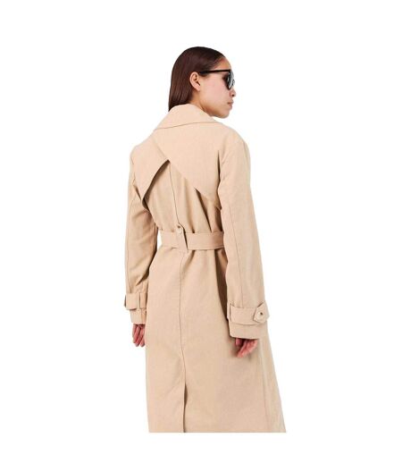 Womens/ladies Lapel Collar Trench Coat Beige 4th & Reckless