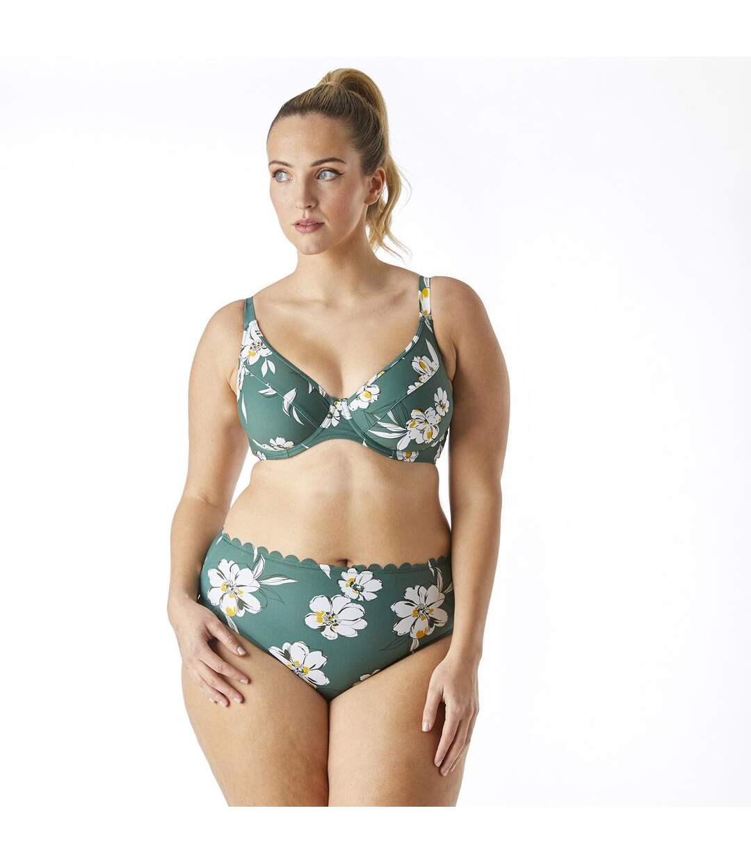 Culotte de bain taille haute vert BAHIA-4