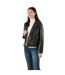 Womens/ladies Roxanne Faux Leather Biker Jacket Black Harvey & Jones-4