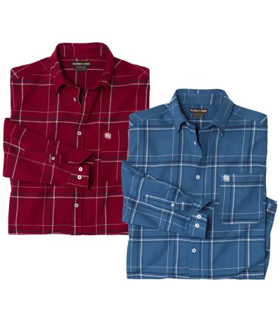 ATLAS FOR MEN Geruit overhemd van flanel met lange mouwen, verkrijgbaar in grote maten van M tot 5XL, M