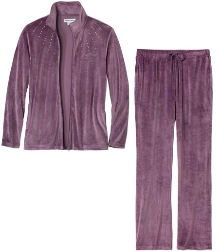 Women's Purple Velour Loungewear Set