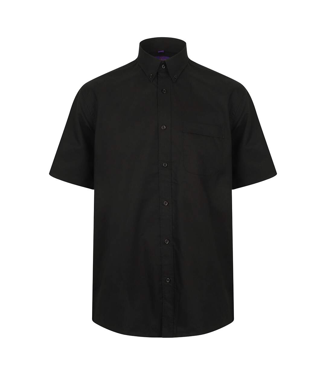 Mens Wicking Short Sleeve Work Shirt Black Henbury-1