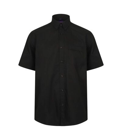 Mens Wicking Short Sleeve Work Shirt Black Henbury