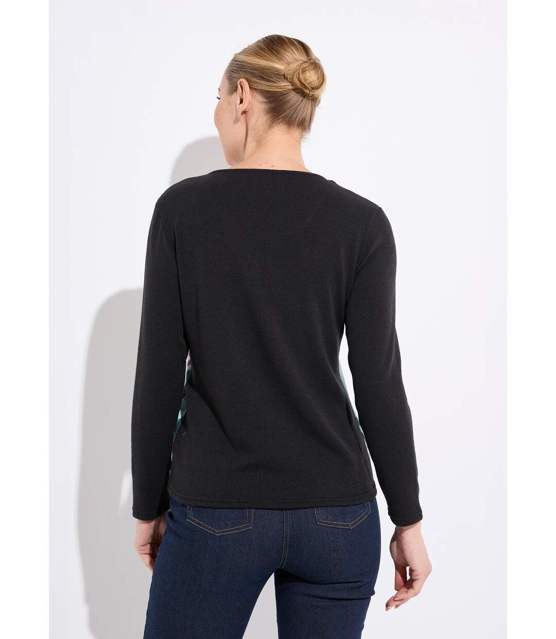 T-shirt chaud uni motif devant manches longues-2