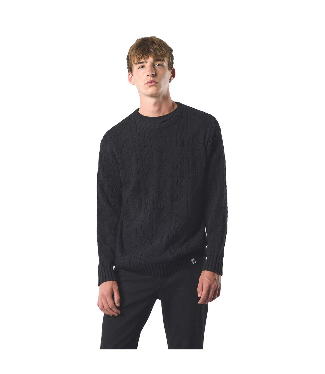 Mens Marylebone Cable Knit Long-sleeved Sweater Top Black Pretty Green-4
