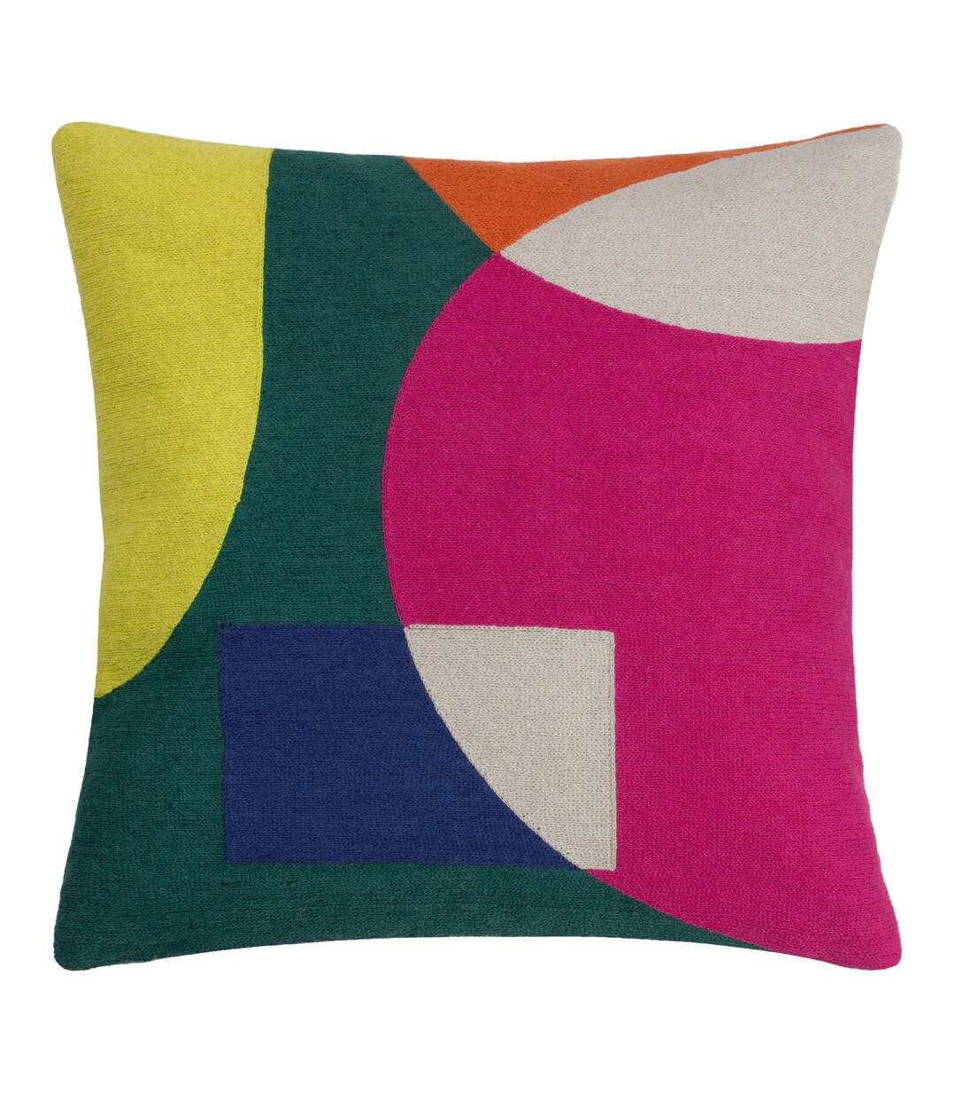 Anjo geometric crewel cushion cover 45cm x 45cm green/multicoloured Furn