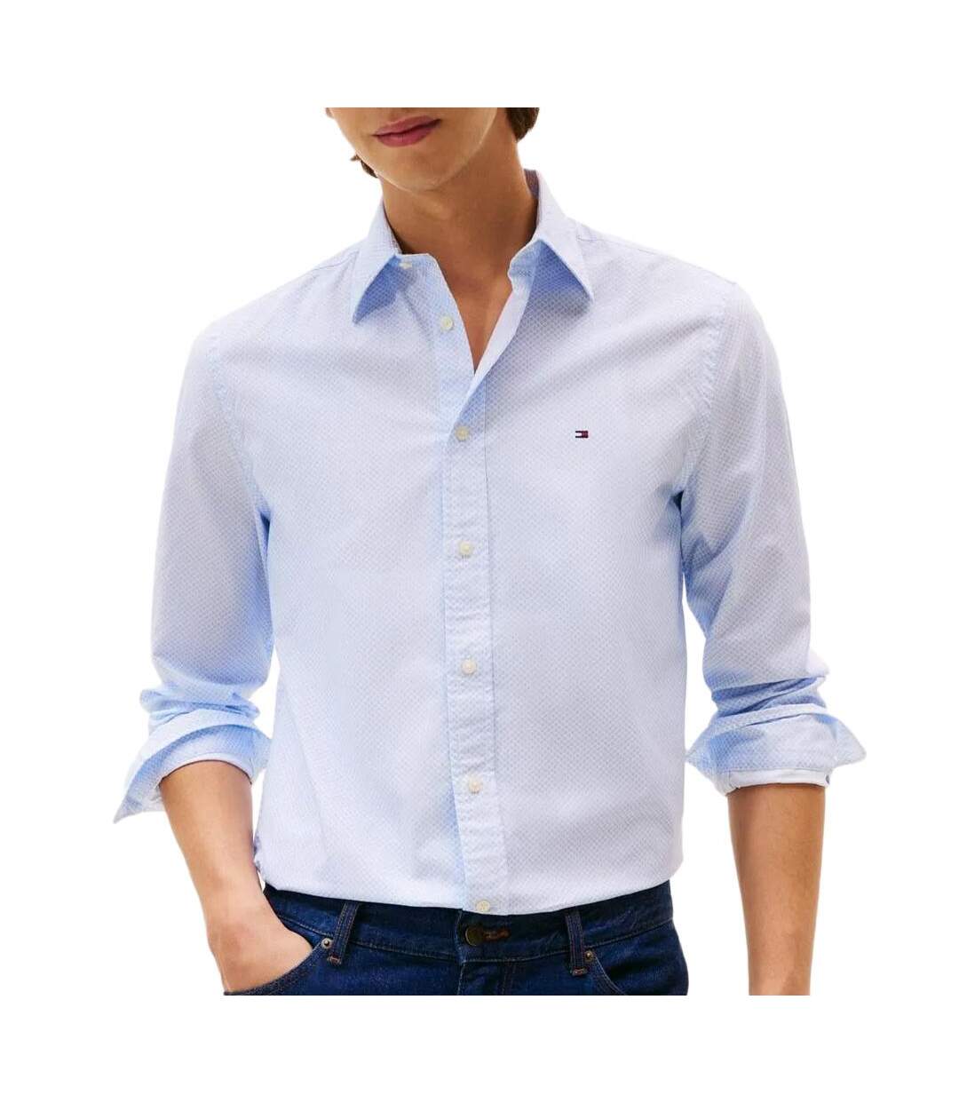 Chemise bleu clair homme tommy hilfiger flex poplin-1