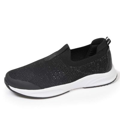 Isotoner Baskets femme maille lurex, slip on, confortable, souple et légères, avec lacets
