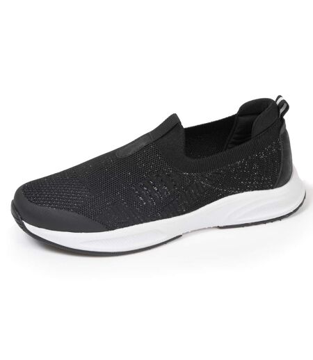 Isotoner Baskets femme maille lurex, slip on, confortable, souple et légères, avec lacets