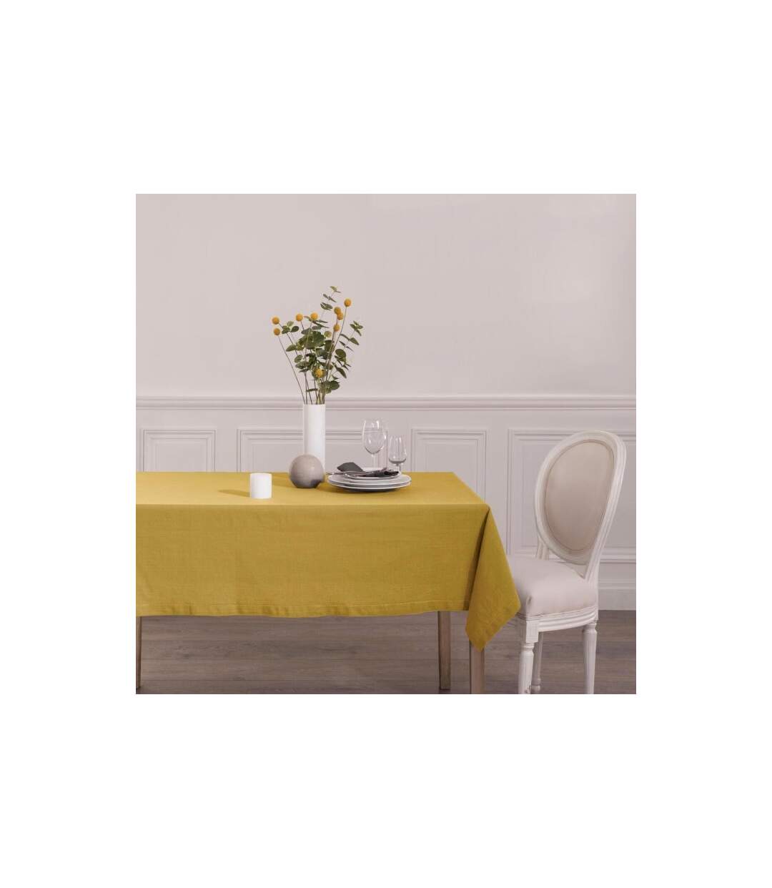 Nappe Rectangulaire Chambray 140x240cm Ocre-3