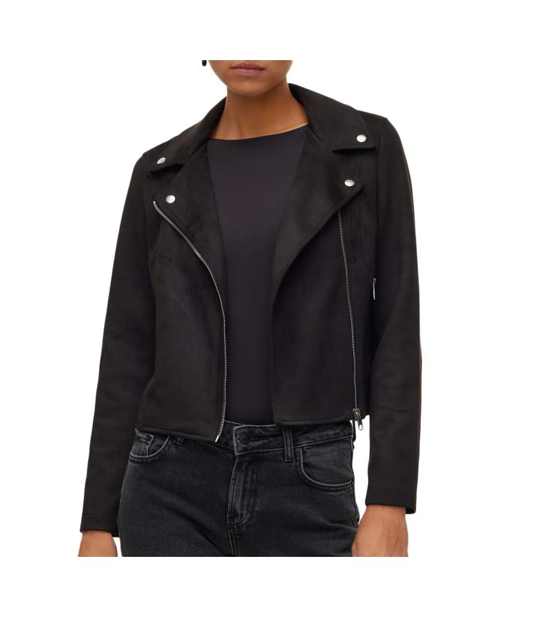Veste noire femme vero moda biker-1