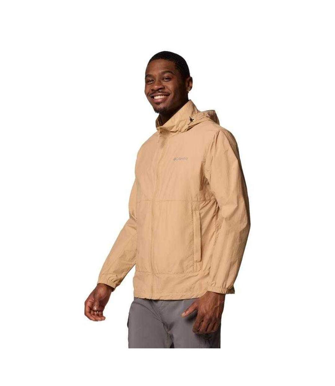 Mens Basin Windbreaker Beige Cream Orange Columbia-4