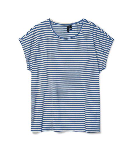 T-shirt bleu/blanc femme vero moda mava - l