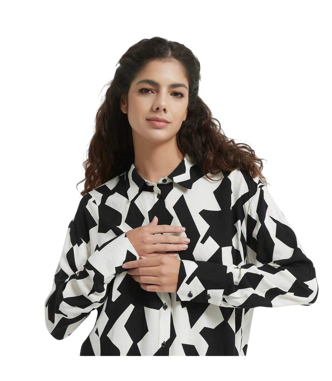 Chemise Motif/style Monochrome Femme Noir Blanc Be You-4