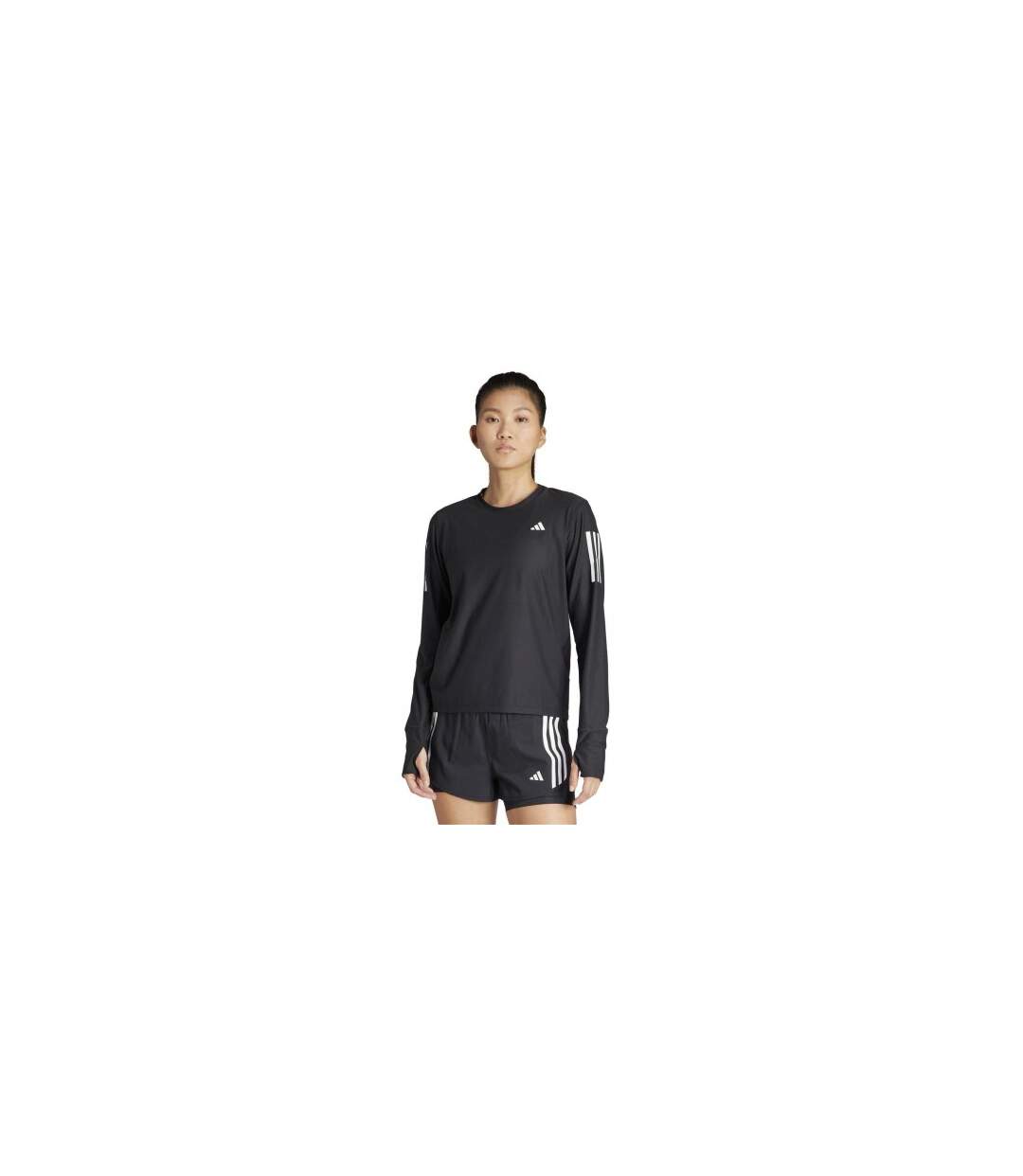 Womens/ladies Own The Run Long-sleeved Top Black Adidas-1