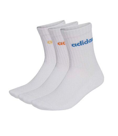 3x paires de chaussettes blanches/bleu/orange/jaune homme adidas lin