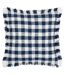 Barton fringed checked cushion cover 45cm x 45cm navy Yard-1