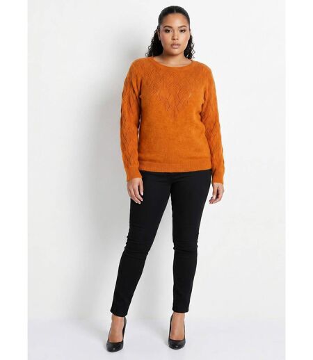 Pull doux uni col rond maille fantaisie