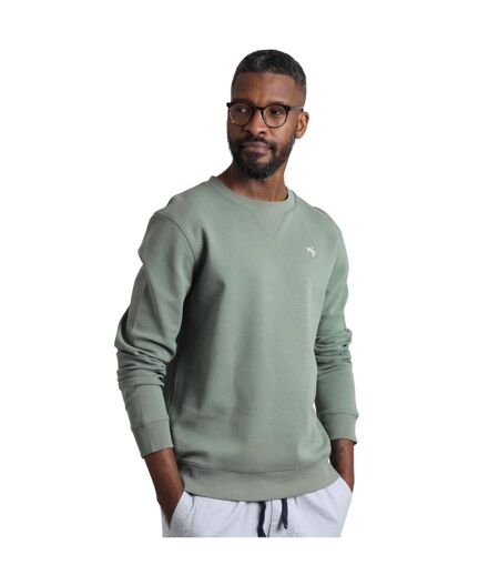 Mens carlise premium loopback crew neck sweatshirt army green Weird Fish