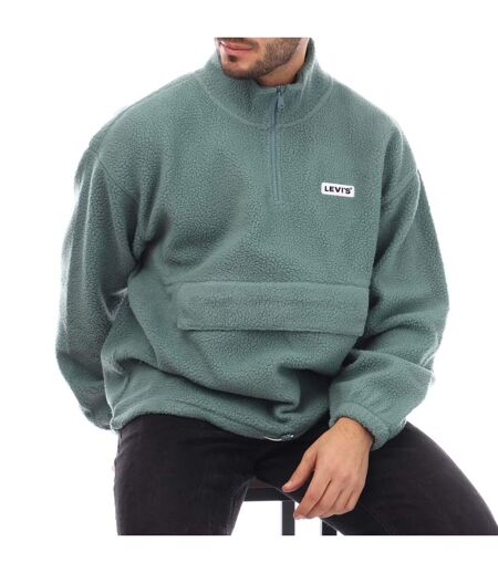 Mens Quarter Sherpa Fleece Mock Neck Jacket Green Levis