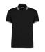 Polo Motif/style Rayure Contrastée Sur Bord Homme Noir Blanc Kustom Kit-1