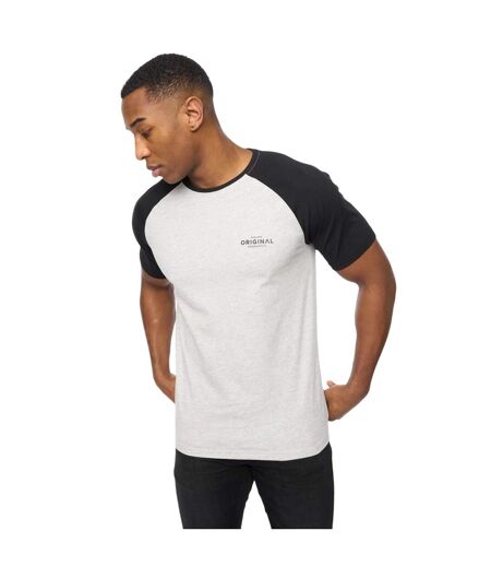 Mens Meza T-shirt Grey Marl Black Crosshatch